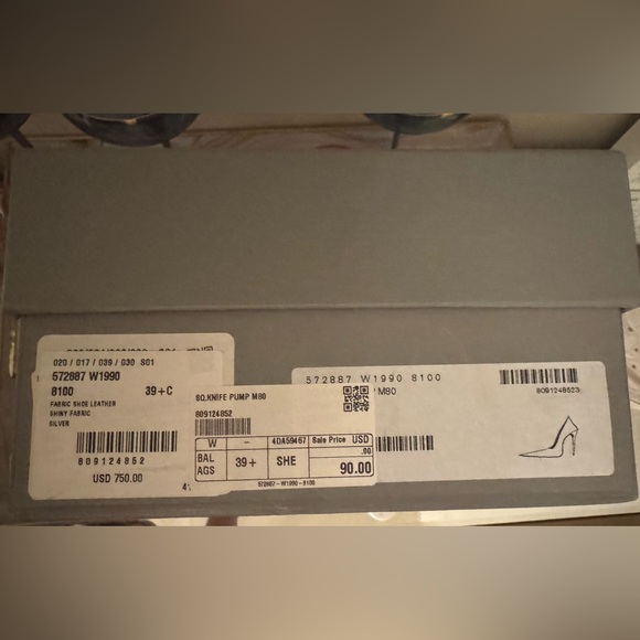 NWT! 💎BALENCIAGA💎 Square Knife Metallic Pointed Toe Pumps with Box - Picture 7 of 7